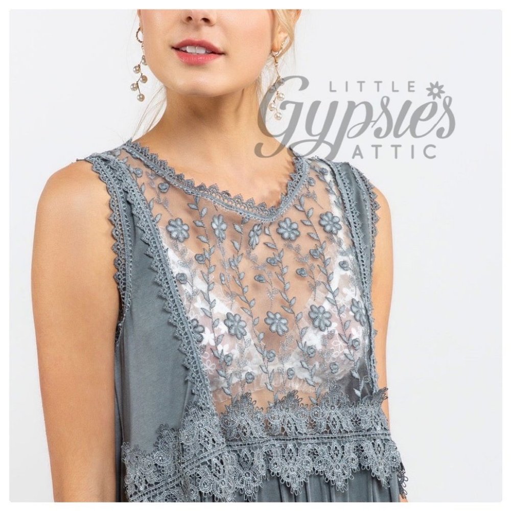 POL Windowpane Feminine Tunic Top - Picture 10 of 13